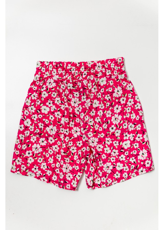 Παιδικό υφασμάτινο floral σορτσάκι σε φούξ χρώμα