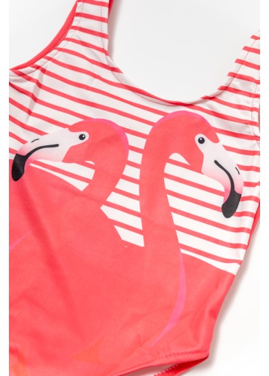 Παιδικό ολόσωμο μαγιό flamingo σε κοραλί χρώμα