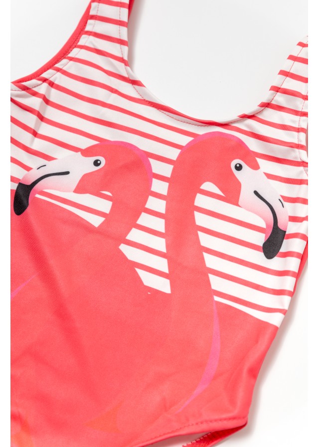 Παιδικό ολόσωμο μαγιό flamingo σε κοραλί χρώμα