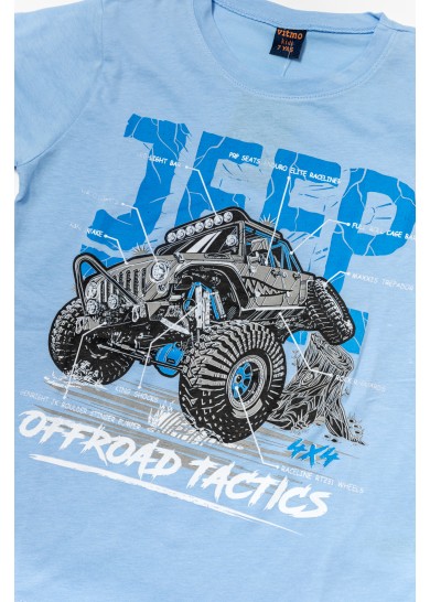 Παιδική βαμβακερή κοντομάνικη πιτζάμα με βερμούδα jeep σε γαλάζιο χρώμα 