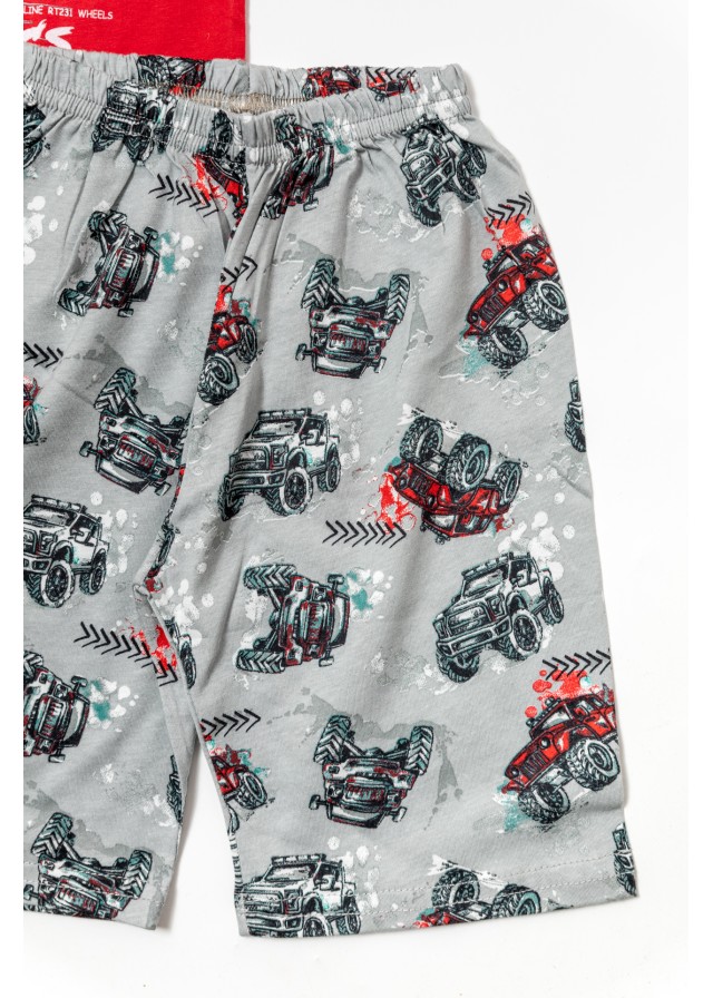 Παιδική βαμβακερή πιτζάμα με βερμούδα σε κόκκινο χρώμα 