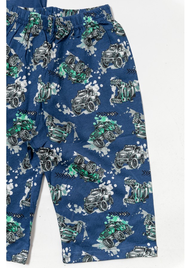 Παιδική βαμβακερή κοντομάνικη πιτζάμα με βερμούδα jeep σε μπλε χρώμα