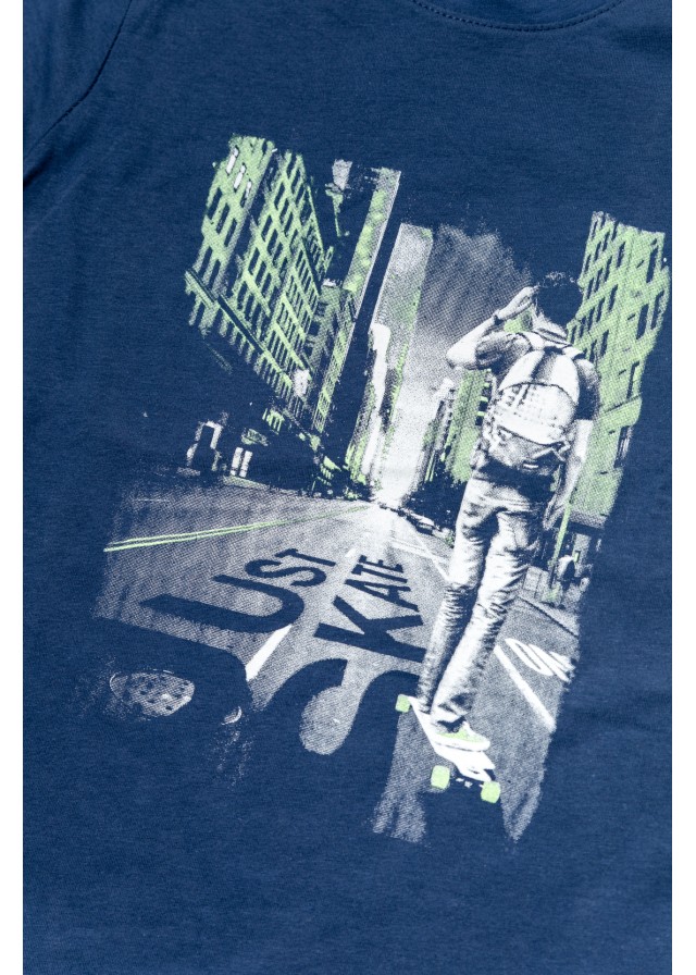 Παιδική βαμβακερή πιτζάμα με βερμούδα σε μπλε χρώμα