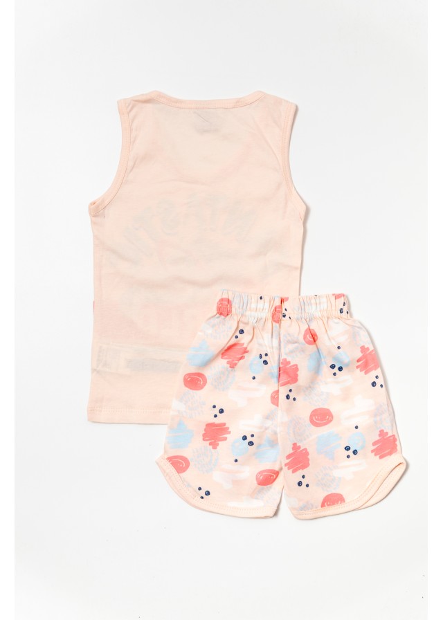 Παιδική βαμβακερή αμάνικη πιτζάμα cute kitty σε ροζ χρώμα