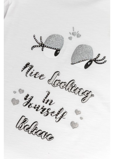 Serafino παιδικό σετ με κοντομάνικο μπλουζάκι και κολάν ποδηλασίας σε λευκό χρώμα