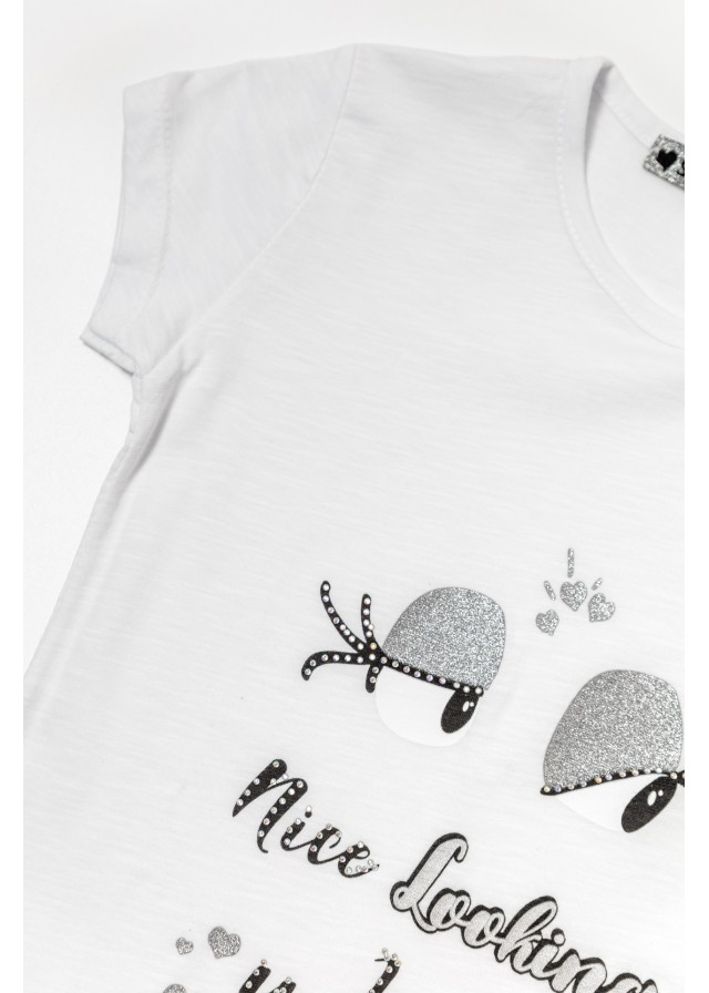 Serafino παιδικό σετ με κοντομάνικο μπλουζάκι και κολάν ποδηλασίας σε λευκό χρώμα