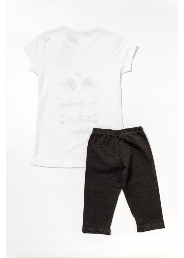 Serafino παιδικό σετ με κοντομάνικο μπλουζάκι και κολάν ποδηλασίας σε λευκό χρώμα