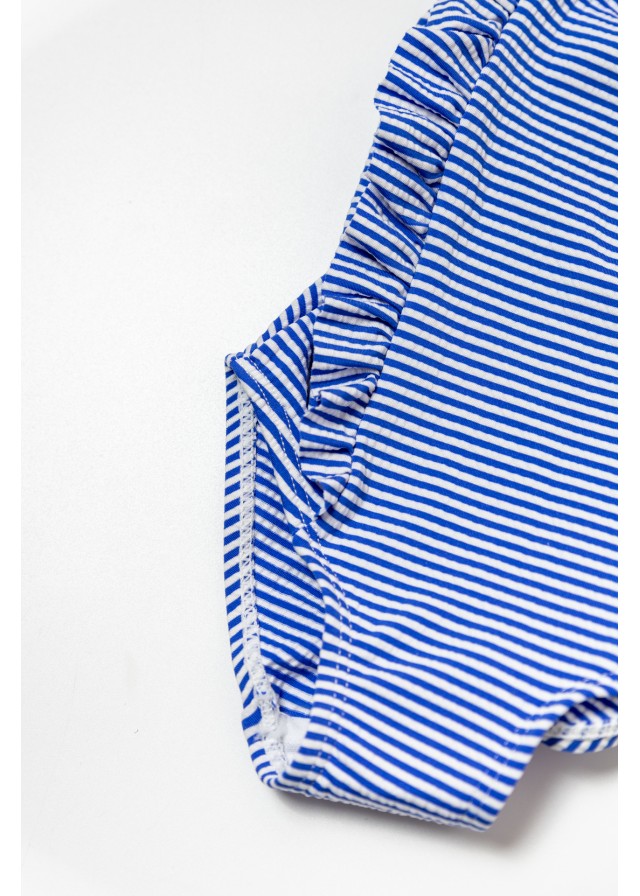 Βρεφικό ολόσωμο ριγέ μαγιό σε μπλέ χρώμα