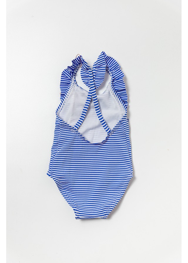 Βρεφικό ολόσωμο ριγέ μαγιό σε μπλέ χρώμα
