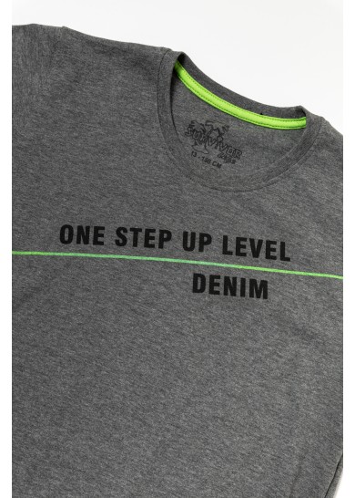 Παιδικό βαμβακερό σετ με κοντομάνικο μπλουζάκι και σορτς καλοκαιρινό σε γκρι χρώμα