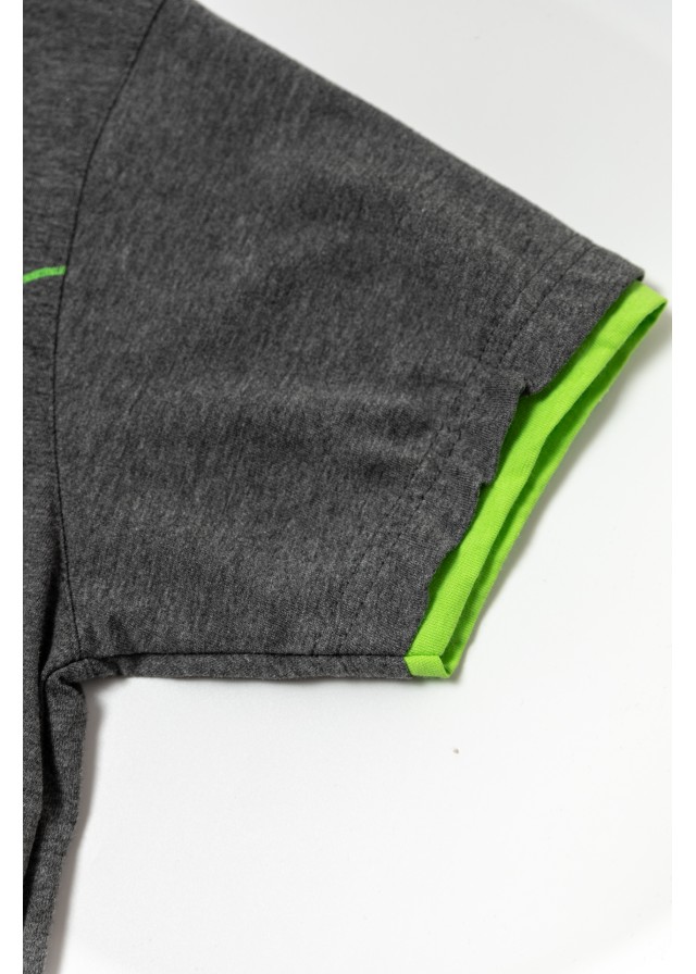 Παιδικό βαμβακερό σετ με κοντομάνικο μπλουζάκι και σορτς καλοκαιρινό σε γκρι χρώμα