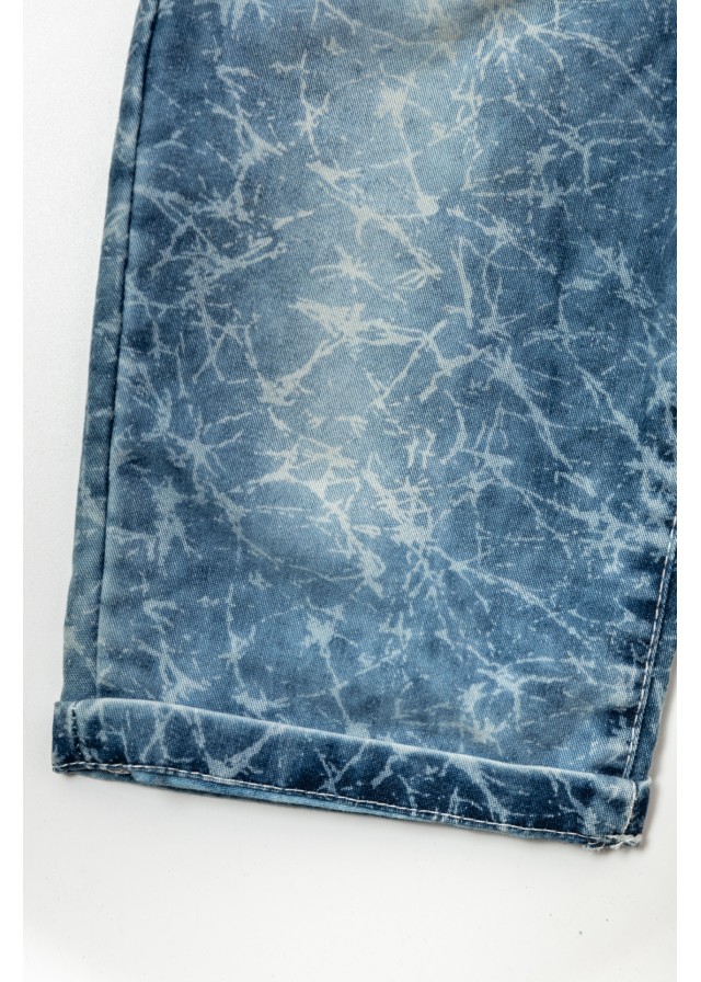 Παιδική βαμβακερή τζιν βερμούδα με ζώνη σε μπλε χρώμα