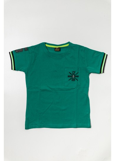 Παιδικό βαμβακερό κοντομάνικο μπλουζάκι σε πράσινο χρώμα