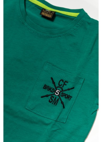 Παιδικό βαμβακερό κοντομάνικο μπλουζάκι σε πράσινο χρώμα