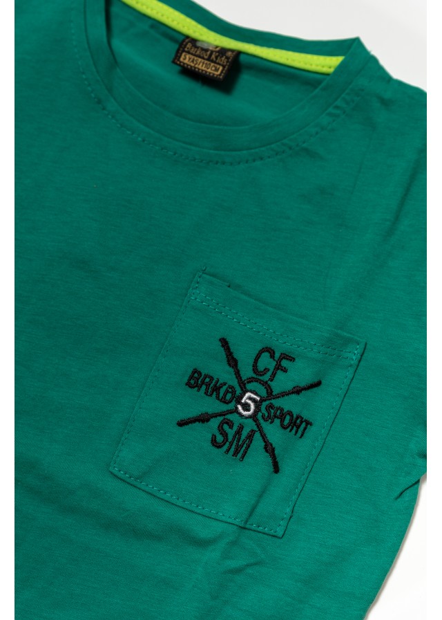 Παιδικό βαμβακερό κοντομάνικο μπλουζάκι σε πράσινο χρώμα