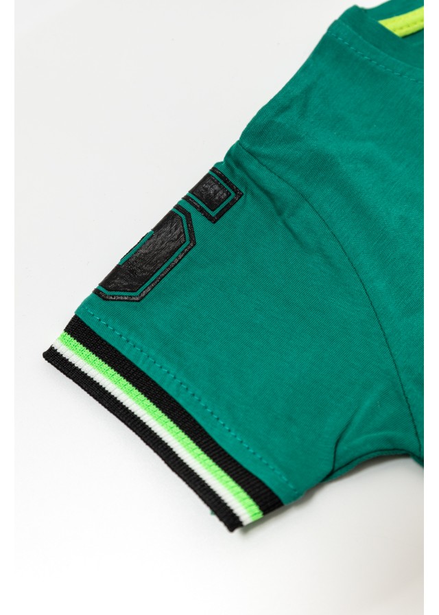 Παιδικό βαμβακερό κοντομάνικο μπλουζάκι σε πράσινο χρώμα