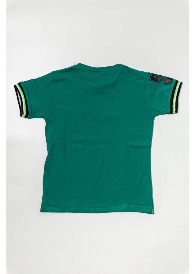 Παιδικό βαμβακερό κοντομάνικο μπλουζάκι σε πράσινο χρώμα