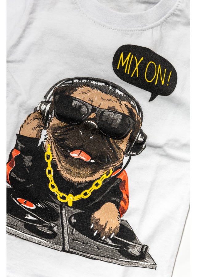 Παιδικό κοντομάνικο μπλουζάκι dj dog σε λευκό χρώμα