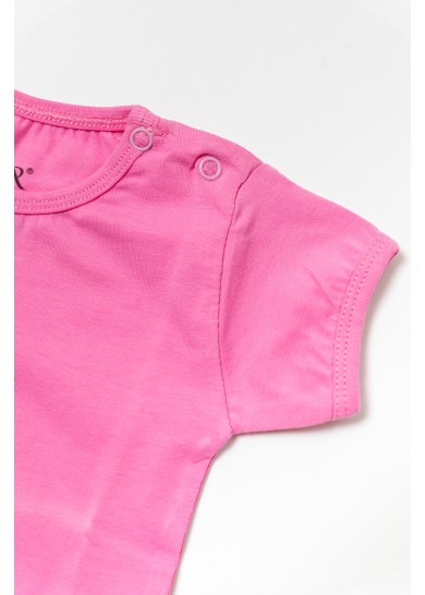Βρεφικό βαμβακερό κοντομάνικο μπλουζάκι σε ροζ χρώμα