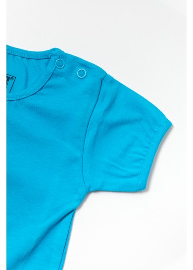 Βρεφικό βαμβακερό κοντομάνικο μπλουζάκι σε γαλάζιο χρώμα