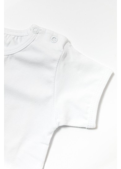 Βρεφικό βαμβακερό κοντομάνικο μπλουζάκι σε λευκό χρώμα