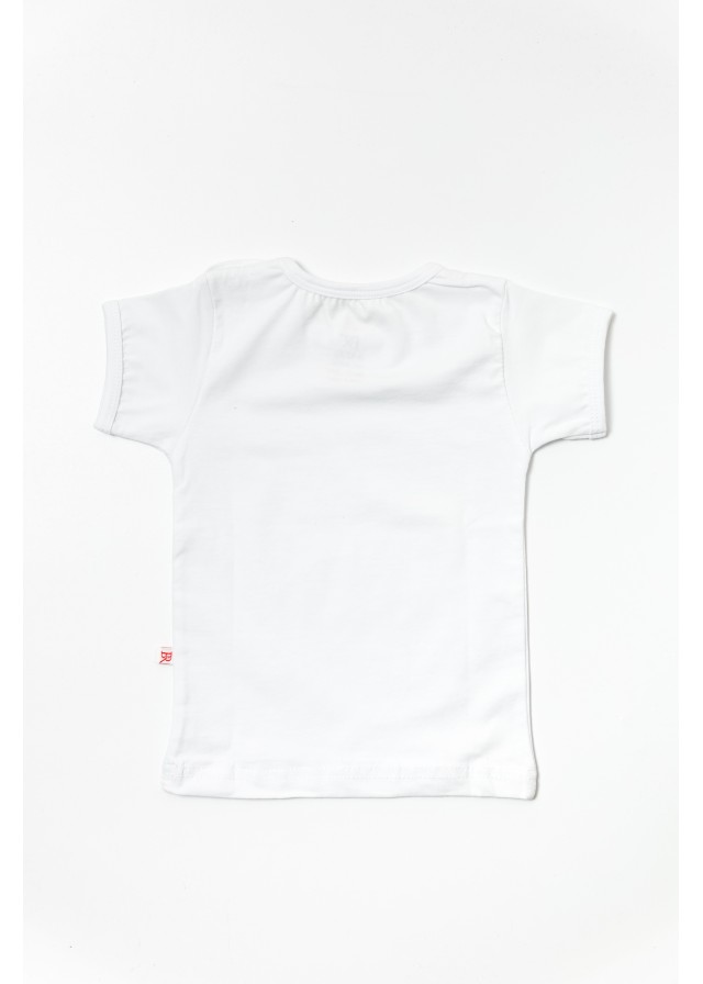 Βρεφικό βαμβακερό κοντομάνικο μπλουζάκι σε λευκό χρώμα