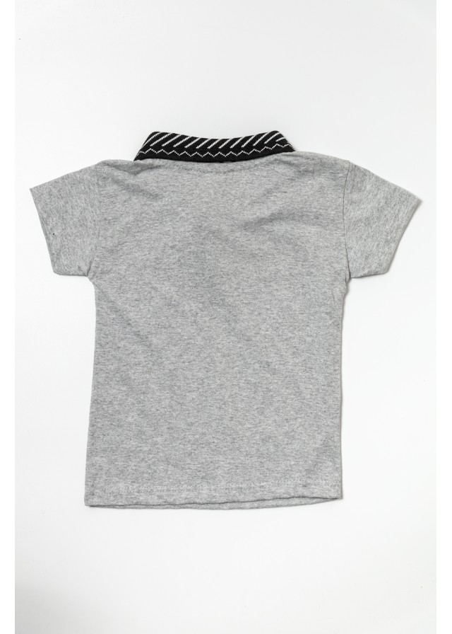Παιδική κοντομάνικη polo μπλούζα σε γκρι χρώμα
