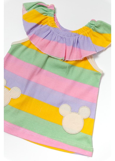 Βρεφικό βαμβακερό πολύχρωμο σετ με αμάνικο μπλουζάκι και σορτς καλοκαιρινό 