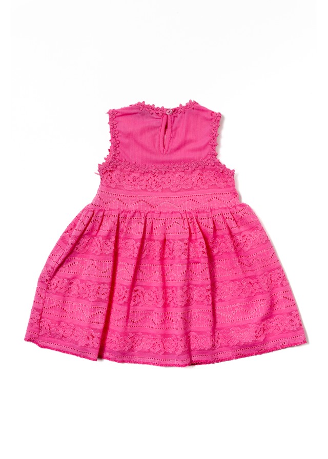 Παιδικό βαμβακερό αμάνικο φόρεμα με δανδέλα σε φουξ χρώμα