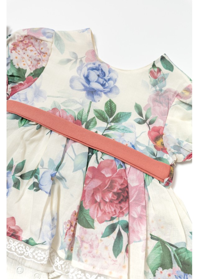 Βρεφικό βαμβακερό vintage φόρεμα σε μπεζ χρώμα