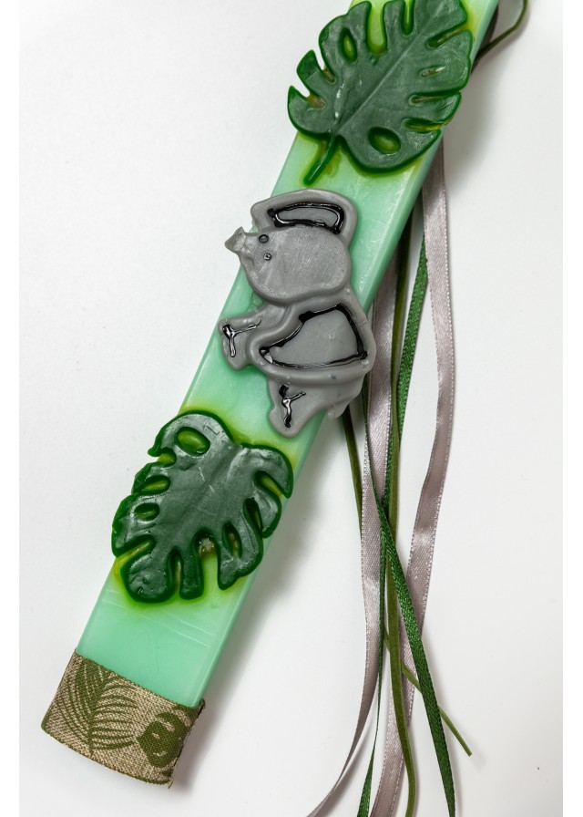 Χειροποίητη παιδική αρωματική λαμπάδα με ελεφαντάκι σε πράσινο χρώμα