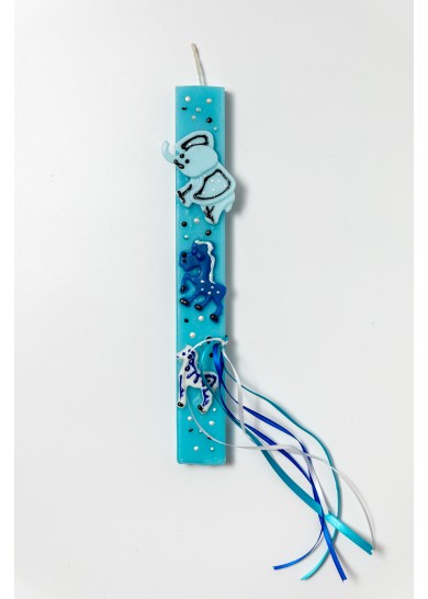 Χειροποίητη παιδική αρωματική λαμπάδα με ζωάκια σε γαλάζιο χρώμα  Χειροποίητη παιδική αρωματική λαμπάδα με ζωάκια σε γαλάζιο χρώμα