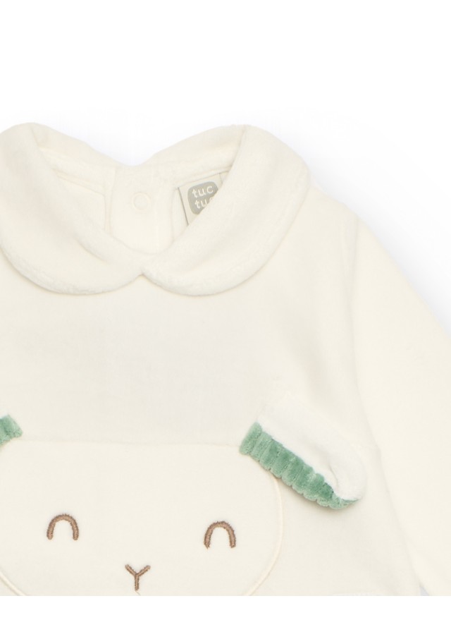 Βρεφικό ολόσωμο Tuc Tuc fleece φορμάκι με σκυλάκι σε λευκό χρώμα