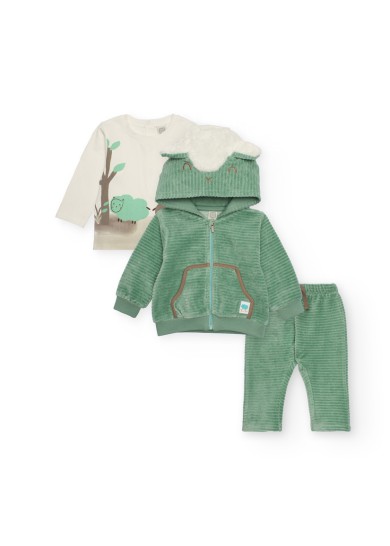 Παιδικό βελουτέ σετ Tuc Tuc 3 τεμαχίων με ζακέτα σε πράσινο χρώμα Παιδικό βελουτέ σετ Tuc Tuc 3 τεμαχίων με ζακέτα σε πράσινο χρώμα