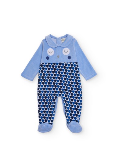 Βρεφικό ολόσωμο Tuc Tuc fleece φορμάκι με κουκουβάγια σε μπλε χρώμα