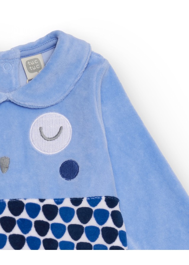 Βρεφικό ολόσωμο Tuc Tuc fleece φορμάκι με κουκουβάγια σε μπλε χρώμα