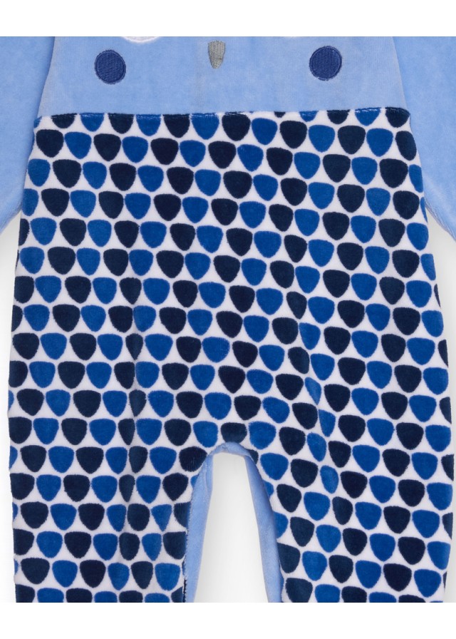 Βρεφικό ολόσωμο Tuc Tuc fleece φορμάκι με κουκουβάγια σε μπλε χρώμα