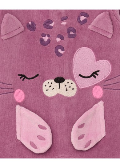 Βρεφικό ολόσωμο Tuc Tuc fleece φορμάκι με γατούλα σε μωβ χρώμα