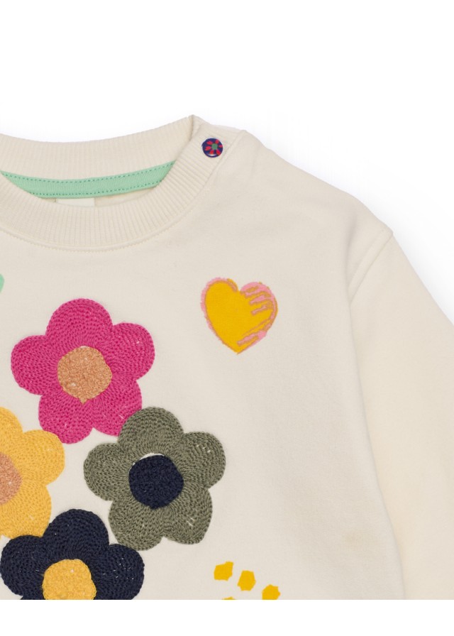 Παιδικό φούτερ Tuc Tuc με λουλούδια σε λευκό χρώμα