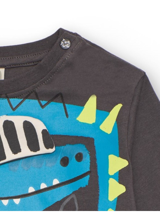 Παιδικό dragon μακρυμάνικο μπλουζάκι Tuc Tuc σε γκρι χρώμα