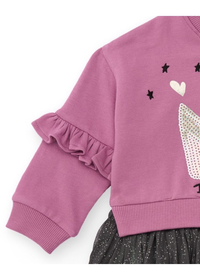 Παιδικό φόρεμα Tuc Tuc με κορόνα και τούλι σε ροζ χρώμα