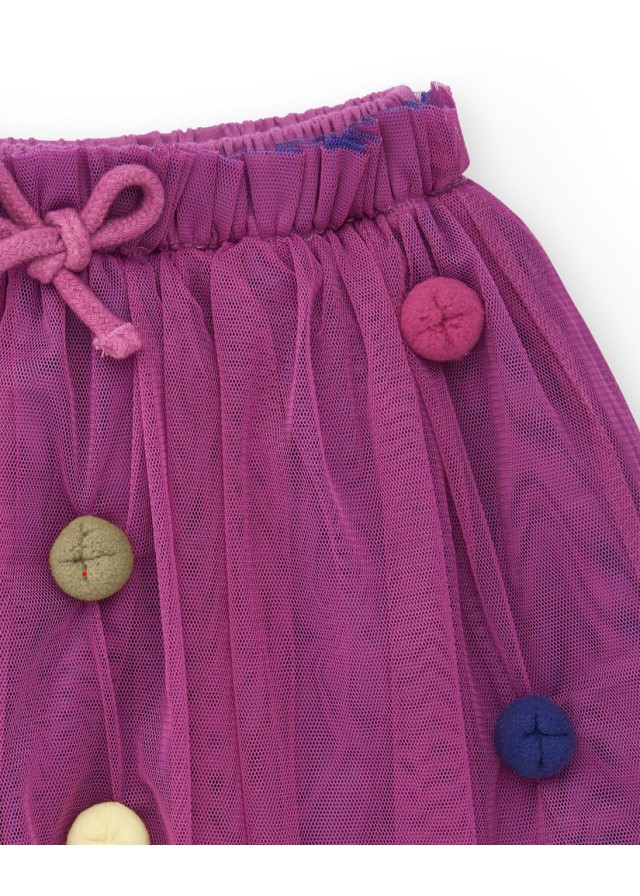 Παιδική τούλινη φούστα Tuc Tuc με pom pom σε μωβ χρώμα