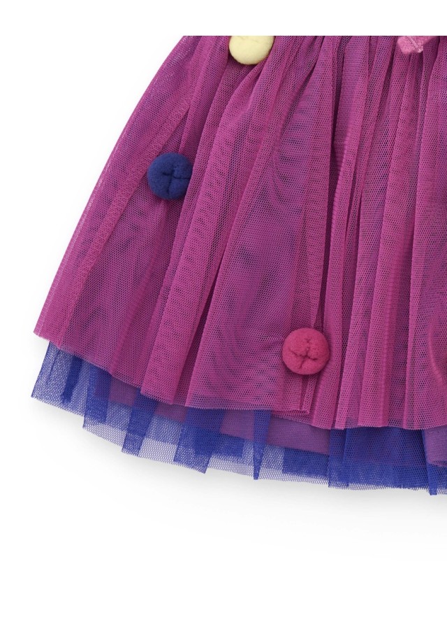 Παιδική τούλινη φούστα Tuc Tuc με pom pom σε μωβ χρώμα