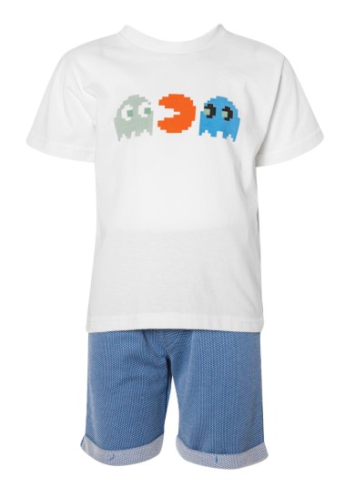 Παιδικό καλοκαιρινό σετ για αγόρι Pac-Man σε λευκό χρώμα