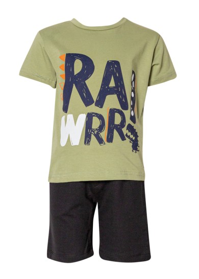 Παιδικό καλοκαιρινό σετ για αγόρι με δεινοσαυράκι σε πράσινο χρώμα