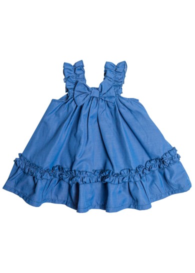 Βρεφικό καλοκαιρινό με τιράντες τζιν φόρεμα σε μπλε χρώμα