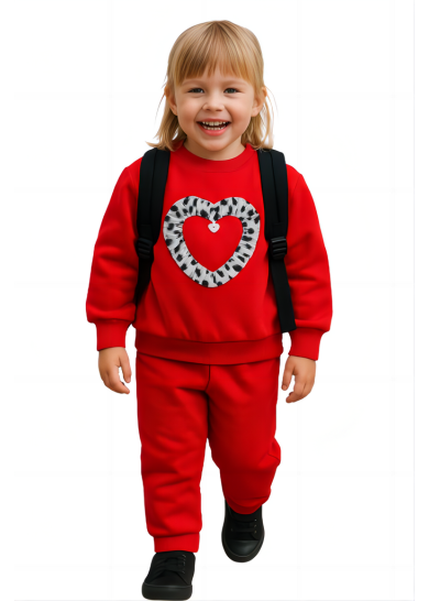 Παιδικό σετ φόρμας για κορίτσι με καρδιά σε κόκκινο χρώμα