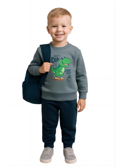 Παιδικό σετ φόρμας για αγόρι με δεινόσαυρο σε γκρι χρώμα