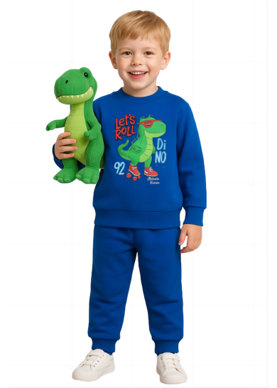 Παιδικό σετ φόρμας για αγόρι με δεινόσαυρο σε μπλε χρώμα