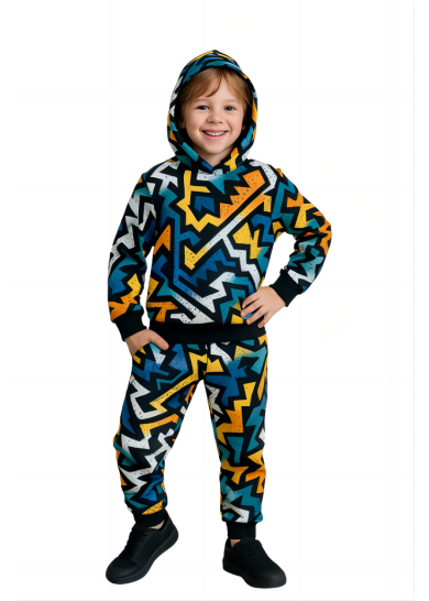 Παιδική φόρμα για αγόρι με πολύχρωμα σχήματα